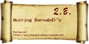 Quiring Barnabás névjegykártya